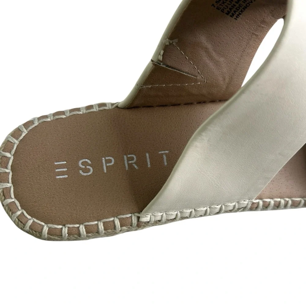 ESPRIT Katalina Off White Espadrille Platform Wedge Slide Sandals Womens SZ 7.5